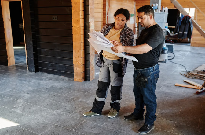builders checking site